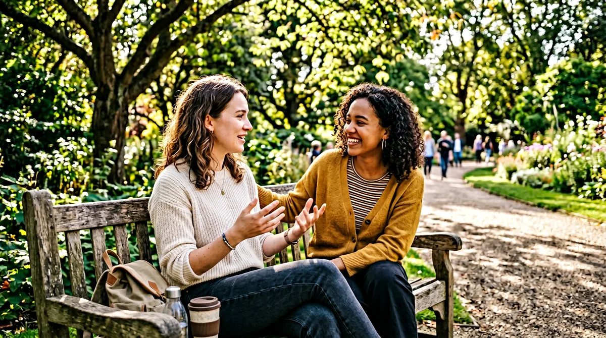 Having a deep conversation in a park